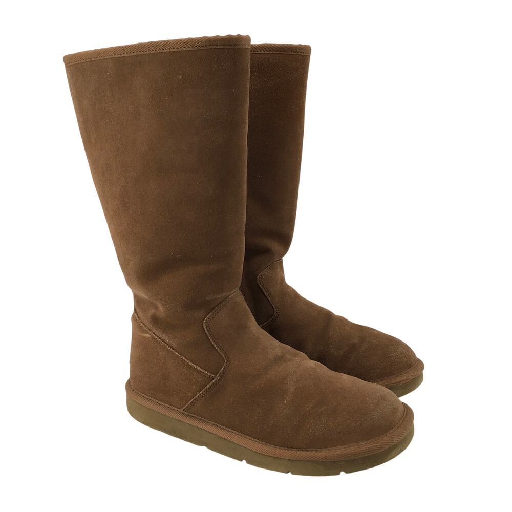 UGG Australia Tall Brown Suede Shearling Boots 8 Gorpcore Winter Cabin Cozy